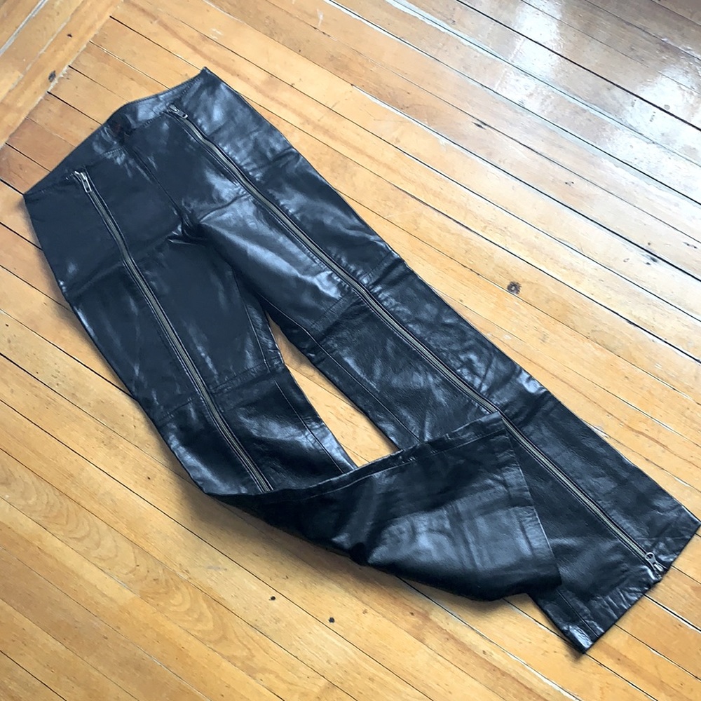 Authentic Leather Pants, Bootcut pants with Real zippers down the leg 😱 euc